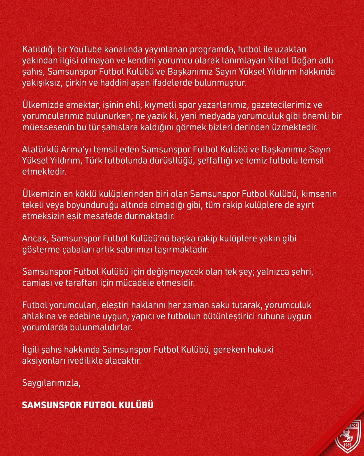 Nihat Doğan 'F.Bahçe'nin pilot takımı' dedi! Süper Lig takımı sert çıkıştı