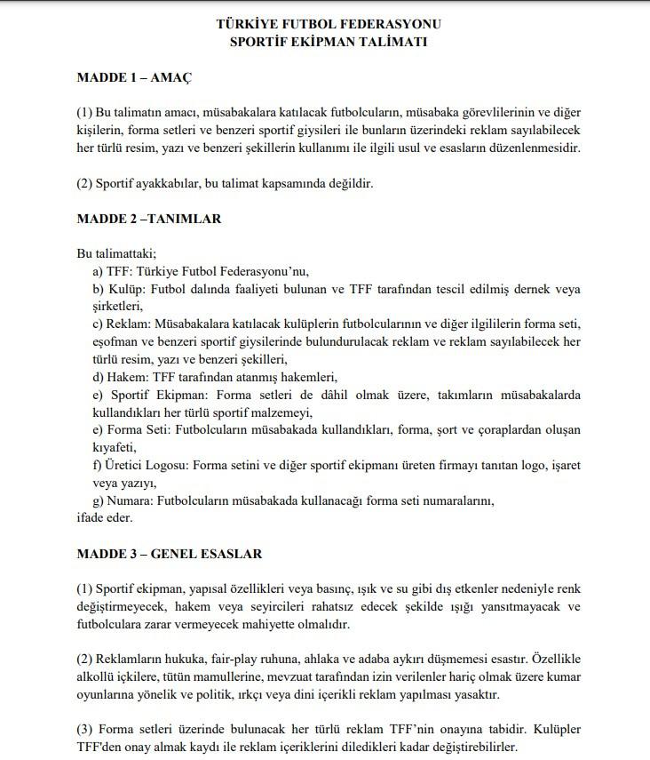 Talimatlara karşıt sponsor iddiası! Gözler TFF'ye çevirildi