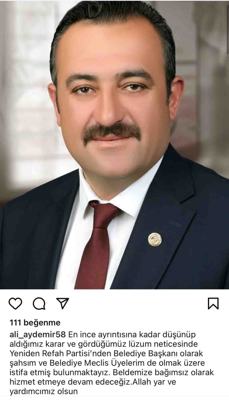 YRP’li bir belediye başkanı daha istifa etti