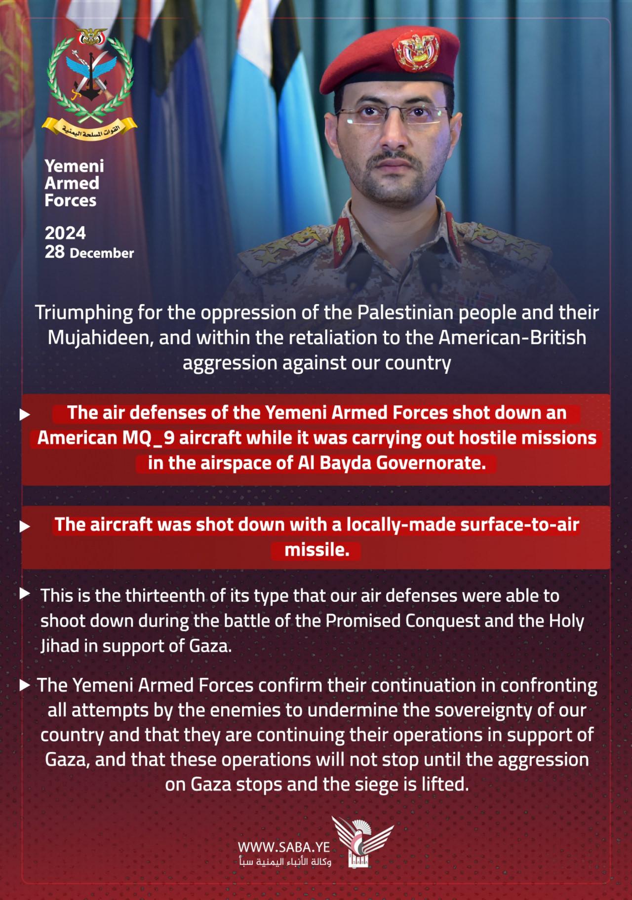 ABD'ye ziyanı 416 milyon dolar! Husiler: Düşürdüğümüz MQ-9 Reaper sayısı 13'e yükseldi