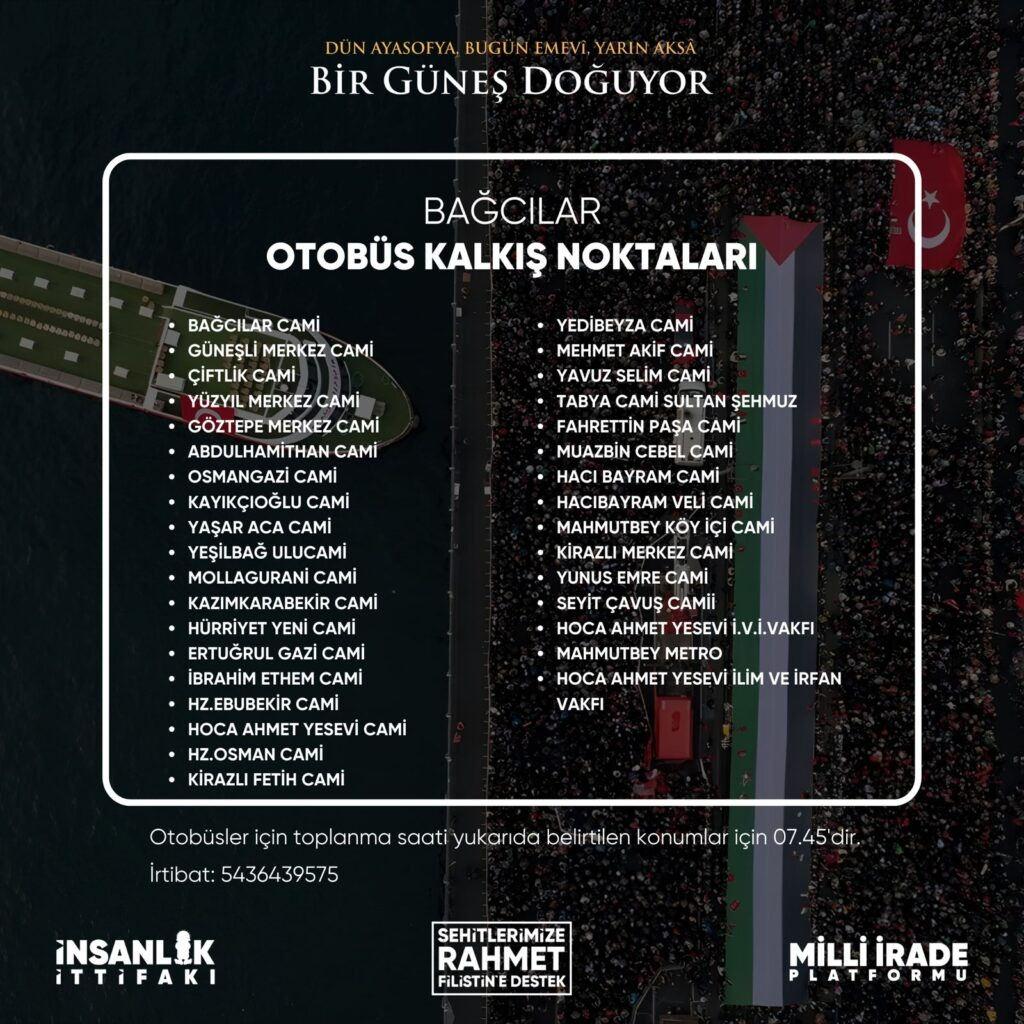 Yüz binler Gazze için yürüyecek! İşte alana giriş ve ulaşım ayrıntıları