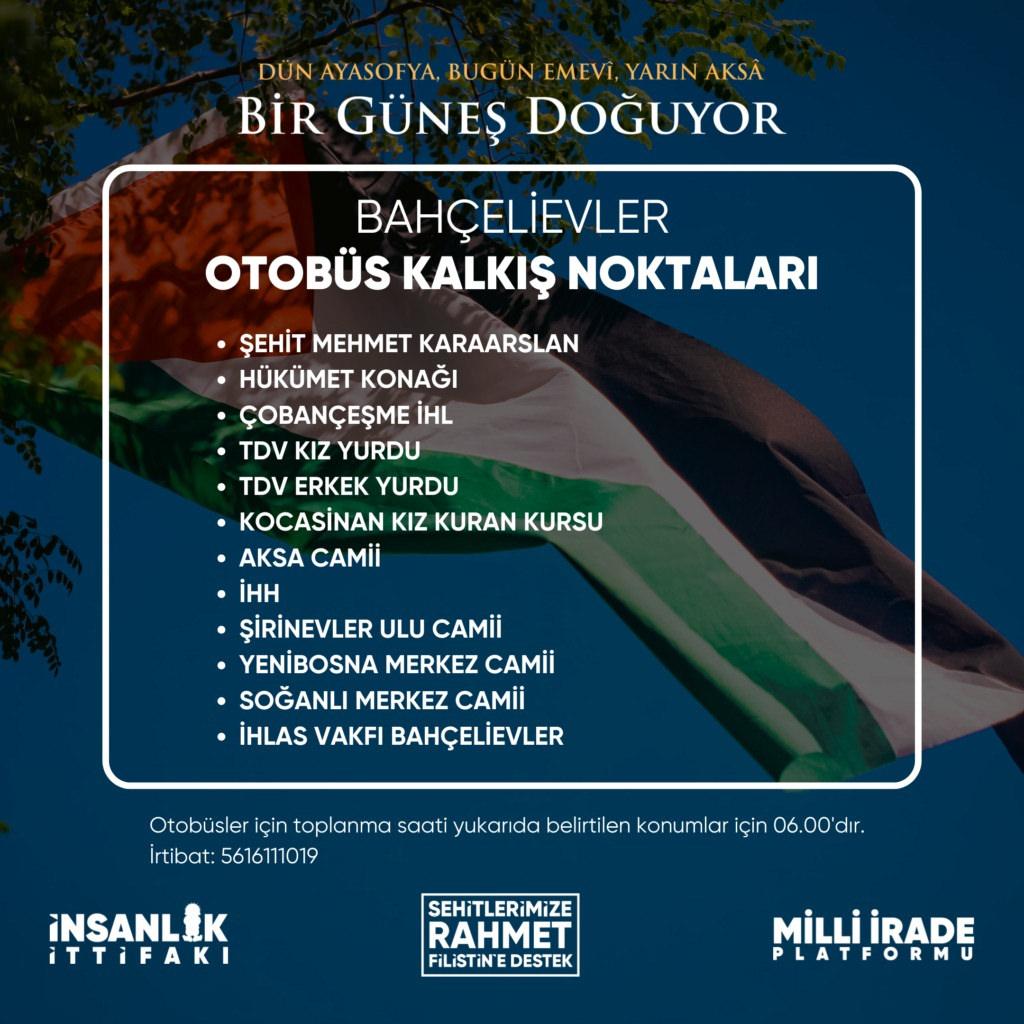 Yüz binler Gazze için yürüyecek! İşte alana giriş ve ulaşım ayrıntıları