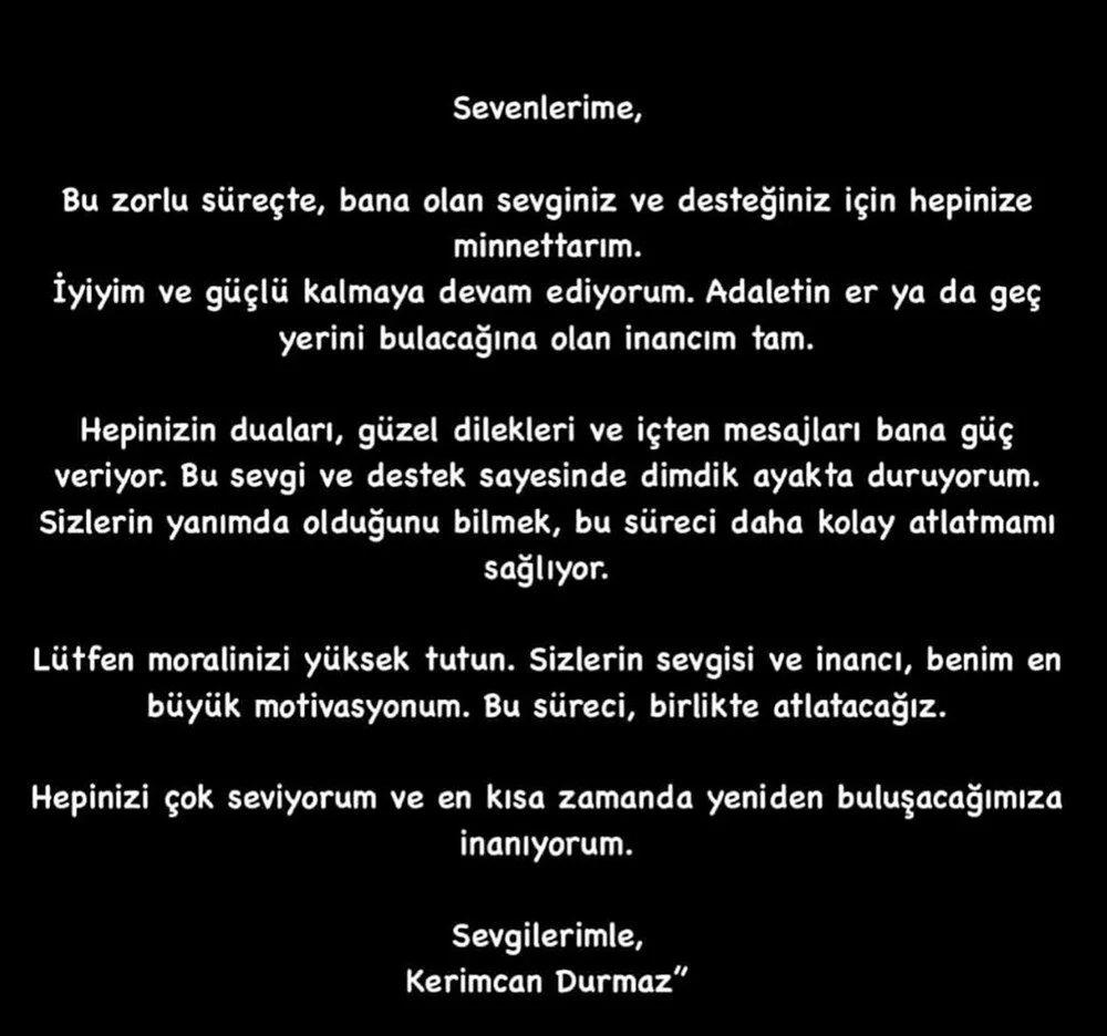 Cezaevindeki Kerimcan Durmaz'dan birinci açıklama!