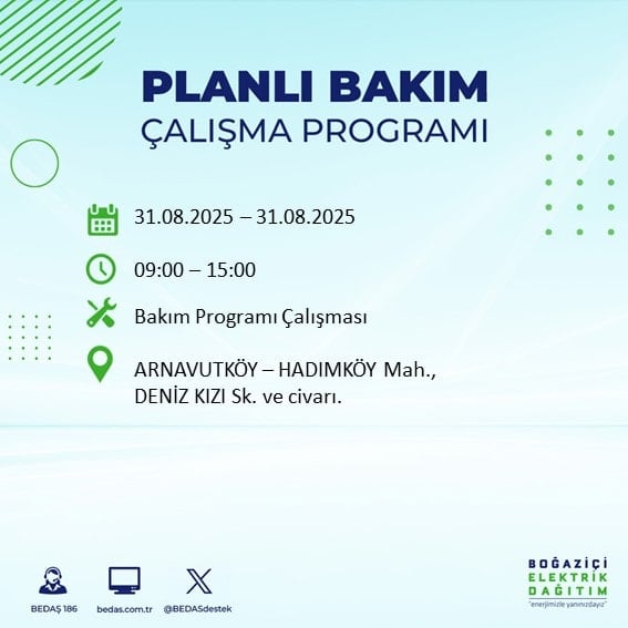 İstanbul’da elektrik dağıtımında planlı kesintiler hakkında bilgilendirme