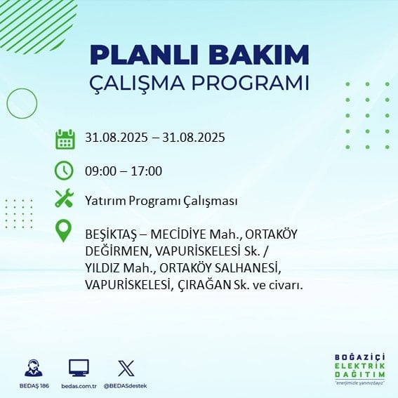 İstanbul’da elektrik dağıtımında planlı kesintiler hakkında bilgilendirme