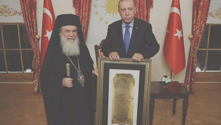 Cumhurbaşkanı Erdoğan, Kudüs Patriği Teofilos ile Gazze gündemli görüşme gerçekleştirdi