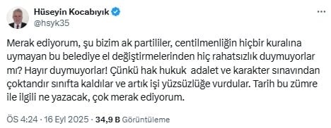 Eski AKP'li Kocabıyık'tan partisine sert çıkış: 'İşi Yüzsüzlüğe vurdular'
