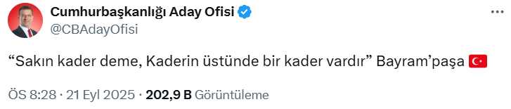 İmamoğlu'ndan 'Bayrampaşa' iletisi: Erdoğan'ın okuduğu şiirle gönderme yaptı