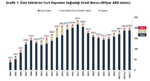 Özel kesimin dış borcunda 2,5 milyar dolarlık artış