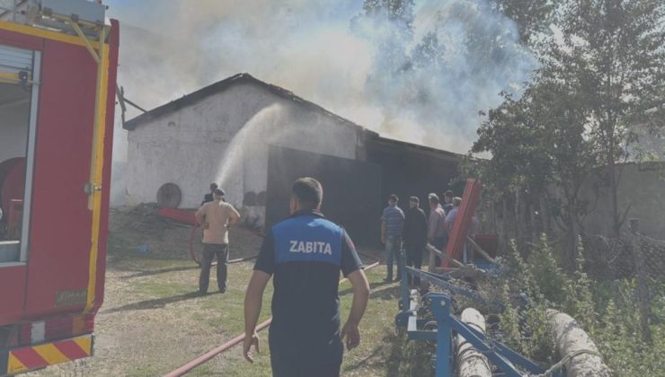 Samsun’da samanlık yangında hasar gördü