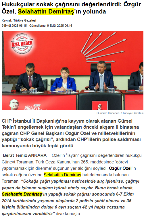 Yandaş medyada Özgür Özel'e Selahattin Demirtaş tehdidi