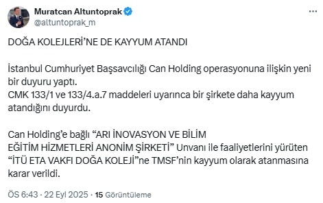 Can Holding soruşturması genişliyor! Tabiat Koleji'ne kayyum atandı