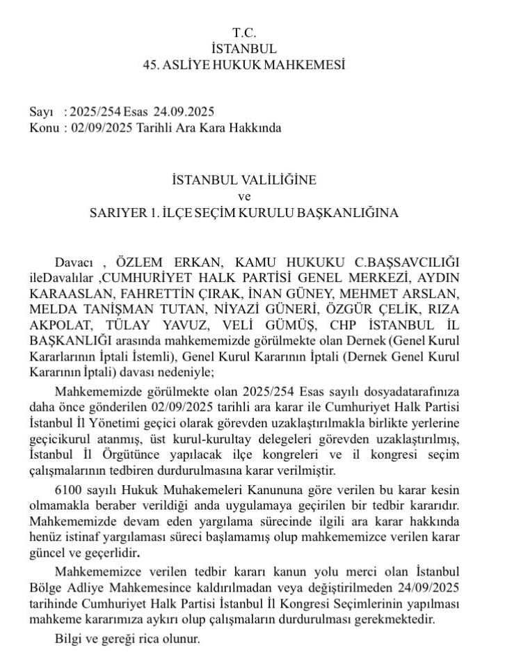 Son dakika... CHP İstanbul Kongresi için durdurma kararı